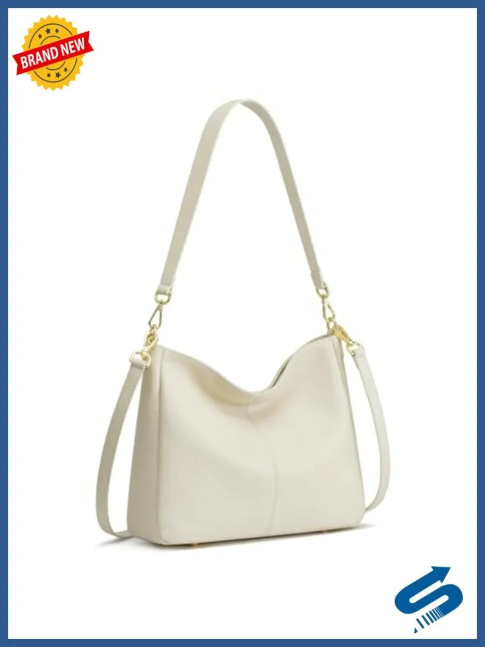 Genuine Leather Hobo Crossbody Bag with 2 Straps Slouchy Shoulder Handbag